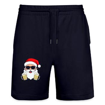 Noël du Père Noël - Short de jogging bio TRAINER Stanley/Stella unisexe - marine foncé - Devant - Nik (191cm) & Marisol (170cm)