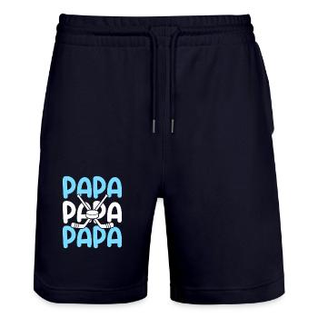 Eishockeyspieler Papa Vater Eishockey - Stanley/Stella Unisex Bio Joggingshorts Trainer  - Dark navy - Vorne - Nik (191cm) & Marisol (170cm)