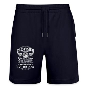 Oldtimer Baujahr 1972 Jahrgang Geburtstag Geschenk - Stanley/Stella Unisex Bio Joggingshorts Trainer  - Dark navy - Vorne - Nik (191cm) & Marisol (170cm)