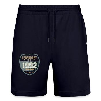 anniversary 1992 legendary 30 years - Stanley/Stella Trainer Unisex Organic Jogging Shorts - dark navy - Front - Nik (191cm) & Marisol (170cm)