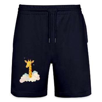Gentle giraffe above the clouds – Dreamlike motif - Stanley/Stella Trainer Unisex Organic Jogging Shorts - dark navy - Front - Nik (191cm) & Marisol (170cm)