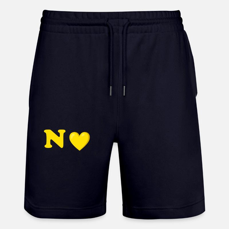 Conception de lettre de coeur jaune - Short de jogging bio TRAINER Stanley/Stella unisexe - marine foncé
