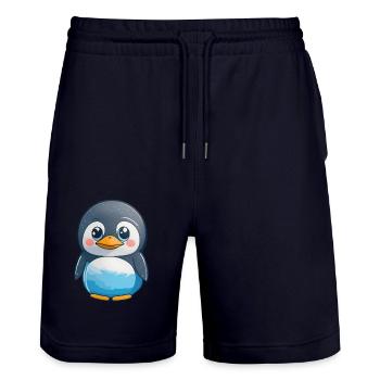 Pingouin totalement mignon - Short de jogging bio TRAINER Stanley/Stella unisexe - marine foncé - Devant - Nik (191cm) & Marisol (170cm)