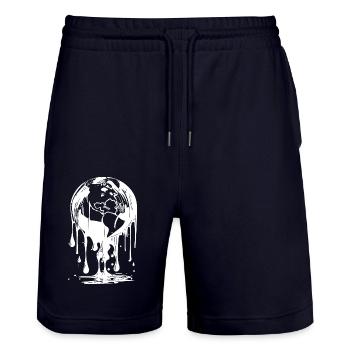 Tropfender Planet Erde Ozean und Kontinent Style - Stanley/Stella Unisex Bio Joggingshorts Trainer  - Dark navy - Vorne - Nik (191cm) & Marisol (170cm)