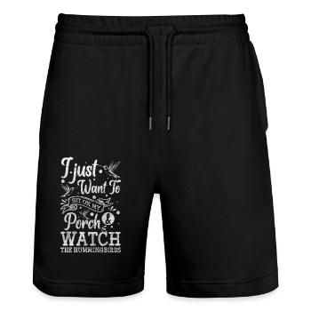 hummingbirds animal rights activists biodiversity nature conservation - Stanley/Stella Trainer Unisex Organic Jogging Shorts - black - Front - Nik (191cm) & Marisol (170cm)