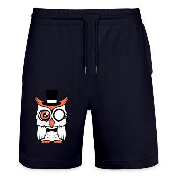 Sir Eule Zylinder Hut Monokel Brille reicher Herr - Stanley/Stella Unisex Bio Joggingshorts Trainer  - Dark navy - Vorne - Nik (191cm) & Marisol (170cm)