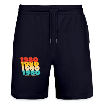 1980: Limited Edition - 44th Anniversary - Stanley/Stella Trainer Unisex Organic Jogging Shorts - dark navy - Front - Nik (191cm) & Marisol (170cm)