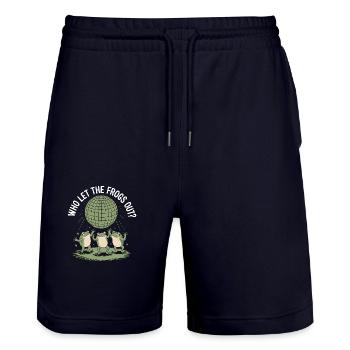 Wer hat die Frösche rausgelassen? - Niedlicher Frosch Aufkleber - Stanley/Stella Unisex Bio Joggingshorts Trainer  - Dark navy - Vorne - Nik (191cm) & Marisol (170cm)
