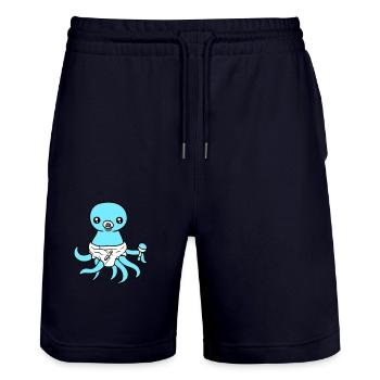 Octopus Baby Rattle Diaper Pacifier Child Born - Stanley/Stella Trainer Unisex Organic Jogging Shorts - dark navy - Front - Nik (191cm) & Marisol (170cm)