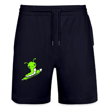 Raupe Surfer Surfen Surfbrett Meer Wellen Reiten - Stanley/Stella Unisex Bio Joggingshorts Trainer  - Dark navy - Vorne - Nik (191cm) & Marisol (170cm)