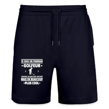 Je suis un parrain golfeur plus cool - Short de jogging bio TRAINER Stanley/Stella unisexe - marine foncé - Devant - Nik (191cm) & Marisol (170cm)