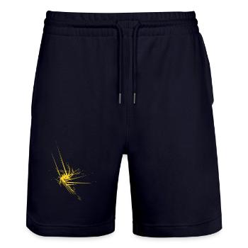 Gelbes Explosionsstern Muster - Stanley/Stella Unisex Bio Joggingshorts Trainer  - Dark navy - Vorne - Nik (191cm) & Marisol (170cm)