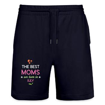 Die besten Mütter werden im Juli geboren - Stanley/Stella Unisex Bio Joggingshorts Trainer  - Dark navy - Vorne - Nik (191cm) & Marisol (170cm)