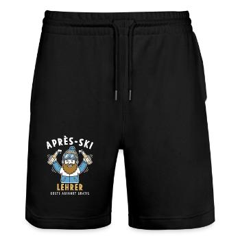 Après-Ski Lehrer – Erste Abfahrt Gratis Design - Stanley/Stella Unisex Bio Joggingshorts Trainer  - Schwarz - Vorne - Nik (191cm) & Marisol (170cm)