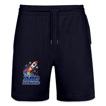 ABC Ich Komme Rakete Einschulung - Stanley/Stella Unisex Bio Joggingshorts Trainer  - Dark navy - Vorne - Nik (191cm) & Marisol (170cm)