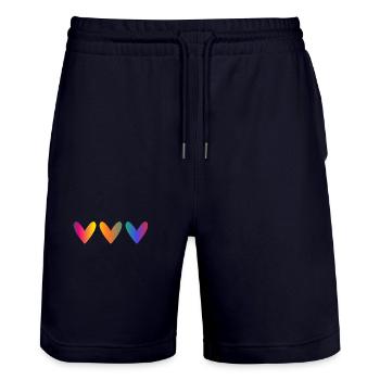 VALENTINSTAG. HERZ. ICH LIEBE DICH. ICH LIEBE DICH - Stanley/Stella Unisex Bio Joggingshorts Trainer  - Dark navy - Vorne - Nik (191cm) & Marisol (170cm)