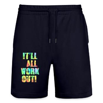 It'll All Work Out - Stanley/Stella Trainer Unisex Organic Jogging Shorts - dark navy - Front - Nik (191cm) & Marisol (170cm)