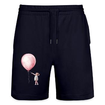 Fille avec cadeau de ballon - Short de jogging bio TRAINER Stanley/Stella unisexe - marine foncé - Devant - Nik (191cm) & Marisol (170cm)