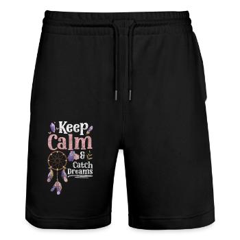 Traumfänger Mystisch Glück Frieden - Stanley/Stella Unisex Bio Joggingshorts Trainer  - Schwarz - Vorne - Nik (191cm) & Marisol (170cm)