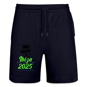 Ibiza 2025 - Short de jogging bio TRAINER Stanley/Stella unisexe - marine foncé - Devant - Nik (191cm) & Marisol (170cm)