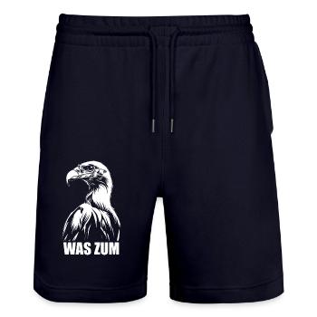 Was zum Geier? Spruch - Geschenk - Stanley/Stella Unisex Bio Joggingshorts Trainer  - Dark navy - Vorne - Nik (191cm) & Marisol (170cm)