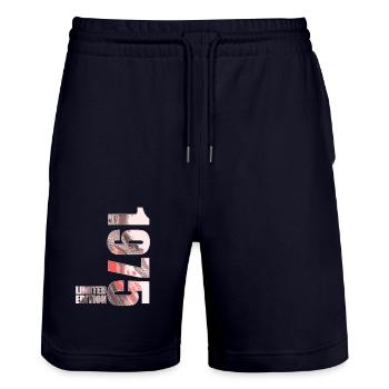 1975 Jahrgang Limited Edition - Stanley/Stella Unisex Bio Joggingshorts Trainer  - Dark navy - Vorne - Nik (191cm) & Marisol (170cm)
