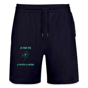ARBRE. NATURE. ENVIRONNEMENT. ZEN. MEDITATION - Short de jogging bio TRAINER Stanley/Stella unisexe - marine foncé - Devant - Nik (191cm) & Marisol (170cm)