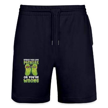 Entweder du liebst Essiggurken oder du irrst dich - Stanley/Stella Unisex Bio Joggingshorts Trainer  - Dark navy - Vorne - Nik (191cm) & Marisol (170cm)