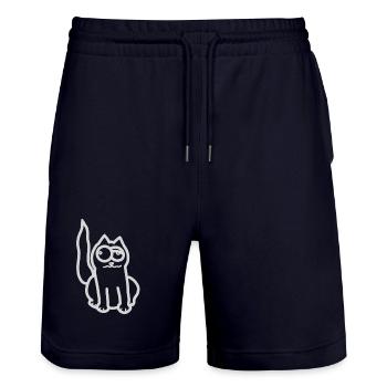 Betrunkene Katze - Stanley/Stella Unisex Bio Joggingshorts Trainer  - Dark navy - Vorne - Nik (191cm) & Marisol (170cm)