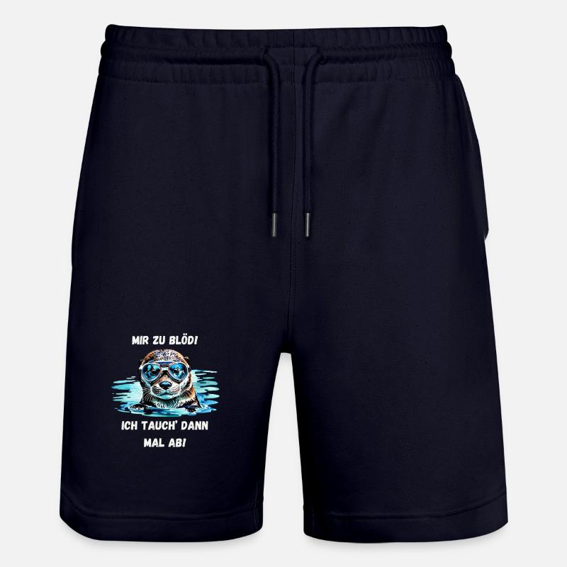 Loutre plongeante – Aquarelle avec dicton - Short de jogging bio TRAINER Stanley/Stella unisexe - marine foncé