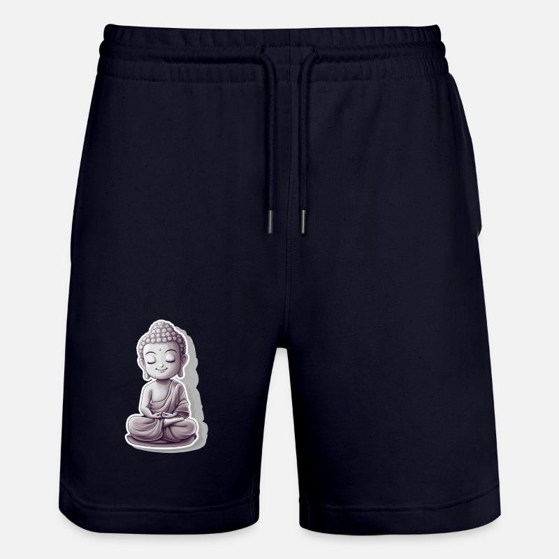 Meditating Buddha with calm expression - Stanley/Stella Trainer Unisex Organic Jogging Shorts - dark navy