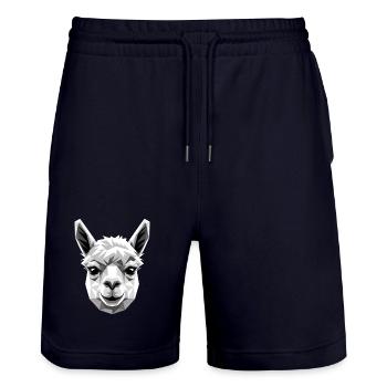 Alpaka Süßes Lama Farm Life Is Better With Alpakas - Stanley/Stella Unisex Bio Joggingshorts Trainer  - Dark navy - Vorne - Nik (191cm) & Marisol (170cm)