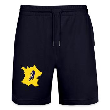 France Map with Bicycle – Cyclist Design - Stanley/Stella Trainer Unisex Organic Jogging Shorts - dark navy - Front - Nik (191cm) & Marisol (170cm)