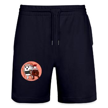 Japanese Food Lover HAppy Sushi & Soy - Stanley/Stella Trainer Unisex Organic Jogging Shorts - dark navy - Front - Nik (191cm) & Marisol (170cm)