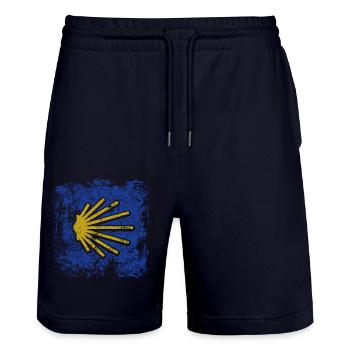 Camino - Jakobsweg - Pilgertour - Santiago - Stanley/Stella Unisex Bio Joggingshorts Trainer  - Dark navy - Vorne - Nik (191cm) & Marisol (170cm)