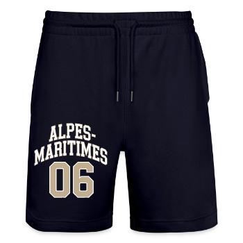 Alpes-Maritimes 06 - Short de jogging bio TRAINER Stanley/Stella unisexe - marine foncé - Devant - Nik (191cm) & Marisol (170cm)