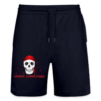 Crâne de joyeux Noël - Short de jogging bio TRAINER Stanley/Stella unisexe - marine foncé - Devant - Nik (191cm) & Marisol (170cm)