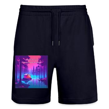 Rêveries au clair de lune en camping - Short de jogging bio TRAINER Stanley/Stella unisexe - marine foncé - Devant - Nik (191cm) & Marisol (170cm)