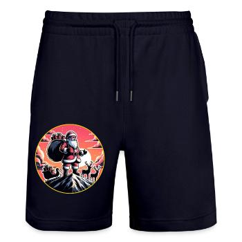 Weihnachtsmann mit Rentieren auf Bergspitze - Stanley/Stella Unisex Bio Joggingshorts Trainer  - Dark navy - Vorne - Nik (191cm) & Marisol (170cm)