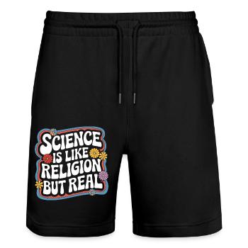 Athéisme, athée, anti-religion, agnostique - Short de jogging bio TRAINER Stanley/Stella unisexe - noir - Devant - Nik (191cm) & Marisol (170cm)