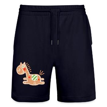 Pfefferkuchen Pferd - Lebkuchen - Backen - Gebäck - Stanley/Stella Unisex Bio Joggingshorts Trainer  - Dark navy - Vorne - Nik (191cm) & Marisol (170cm)