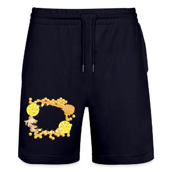 Cadre Gingembre-Citron-Miel – Motif Feel-Good - Short de jogging bio TRAINER Stanley/Stella unisexe - marine foncé - Devant - Nik (191cm) & Marisol (170cm)