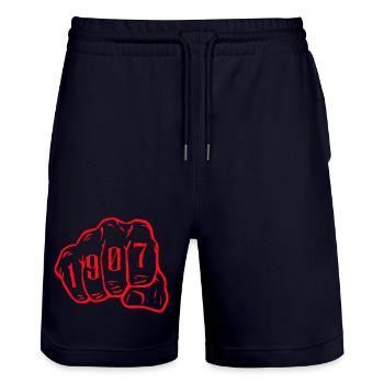 Ruhrpott Fußball Essen 1907 Hoodie - Stanley/Stella Unisex Bio Joggingshorts Trainer  - Dark navy - Vorne - Nik (191cm) & Marisol (170cm)