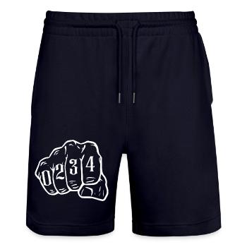 Bochum Design mit Vorwahl 0234 Ruhrpott Tasche - Stanley/Stella Unisex Bio Joggingshorts Trainer  - Dark navy - Vorne - Nik (191cm) & Marisol (170cm)