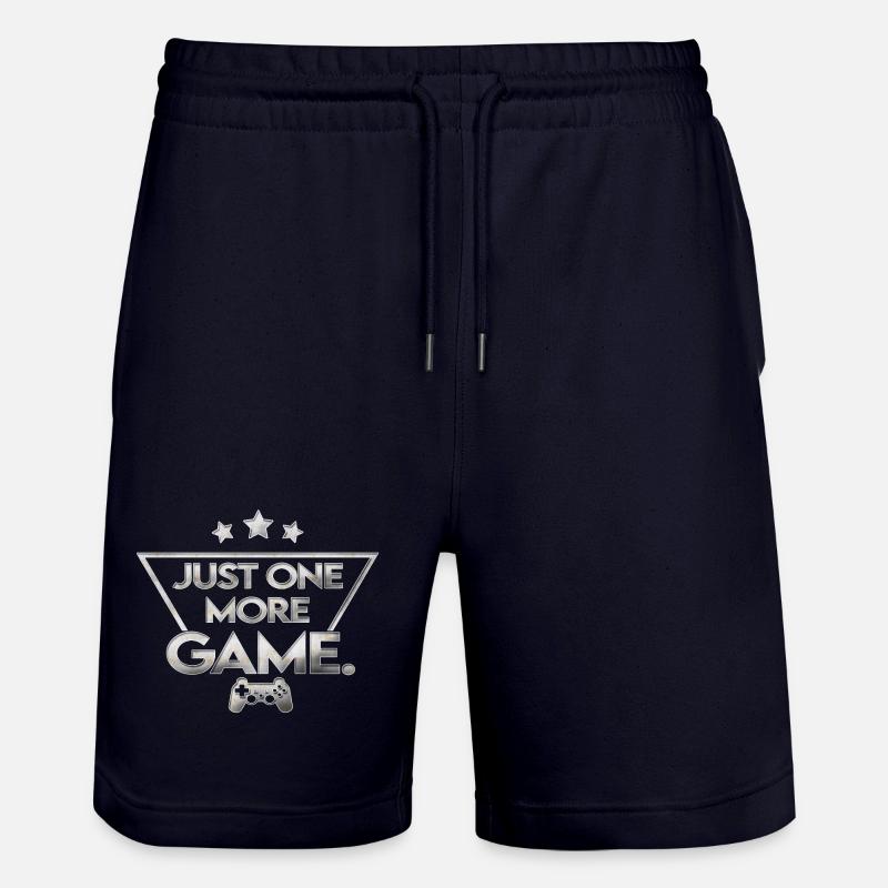 Just_one_more_game_ _silber_muster_ - Stanley/Stella Trainer Unisex Organic Jogging Shorts - dark navy