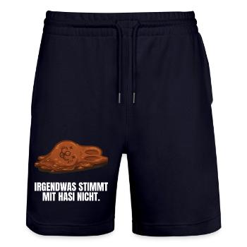 Schokoladenhase Ostern lustiger Osterhase - Stanley/Stella Unisex Bio Joggingshorts Trainer  - Dark navy - Vorne - Nik (191cm) & Marisol (170cm)