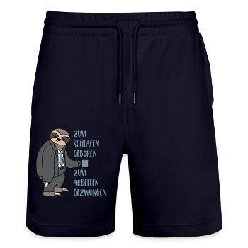 Faultier Zum Schlafen Geboren Arbeiten Gezwungen - Stanley/Stella Unisex Bio Joggingshorts Trainer  - Dark navy - Vorne - Nik (191cm) & Marisol (170cm)