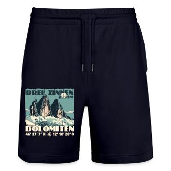 Three Peaks Dolomites Souvenir Tre Cime Lavaredo - Stanley/Stella Trainer Unisex Organic Jogging Shorts - dark navy - Front - Nik (191cm) & Marisol (170cm)