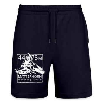 Matterhorn Zermatt souvenir hiking hike - Stanley/Stella Trainer Unisex Organic Jogging Shorts - dark navy - Front - Nik (191cm) & Marisol (170cm)