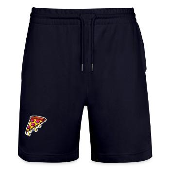 Trendiges Shirt mit Pizza-Motiv - Stanley/Stella Unisex Bio Joggingshorts Trainer  - Dark navy - Vorne - Nik (191cm) & Marisol (170cm)
